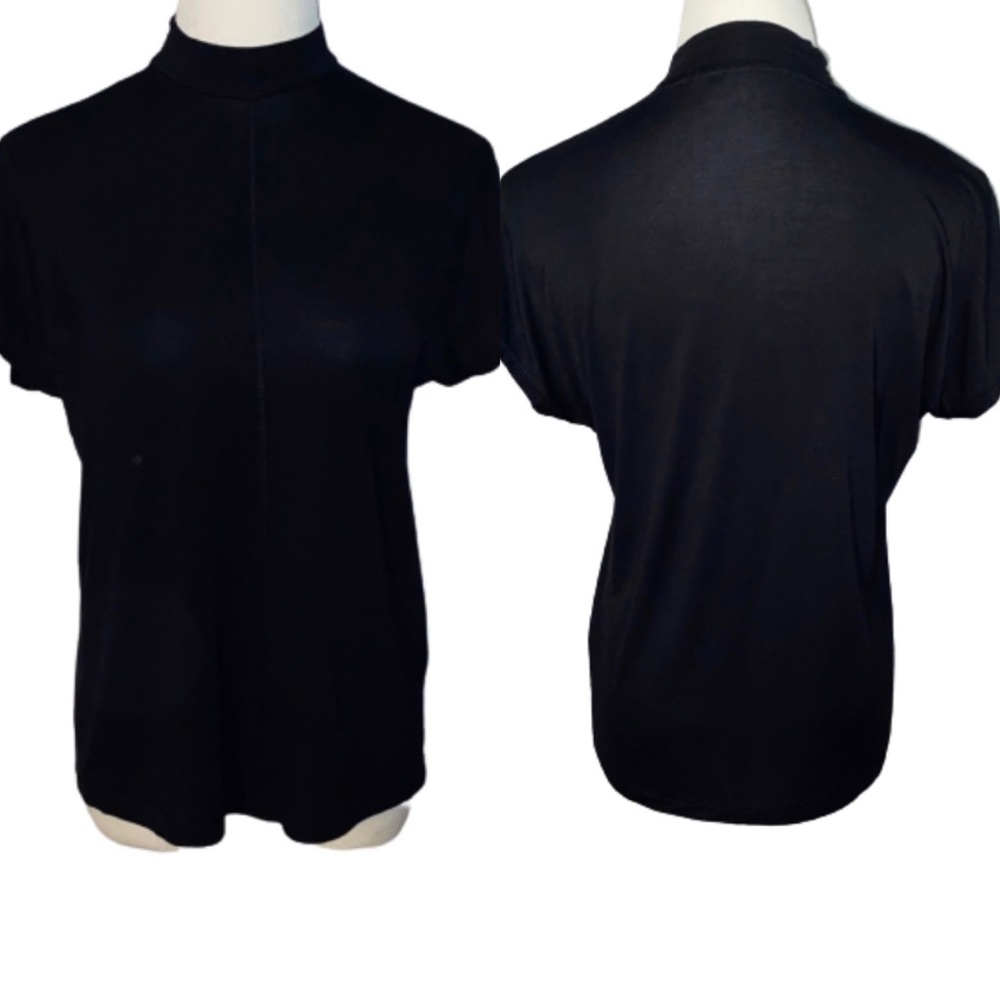Zara Semi Sheer Black Short Sleeve Blouse Size Small
